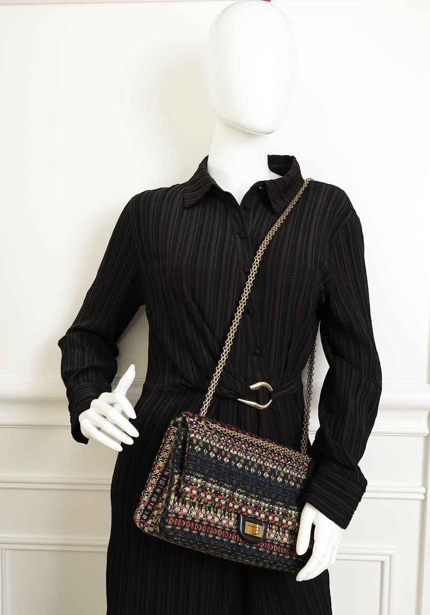 Chanel Multicolor 2.255 Reissue Tweed Double Flap 226 Bag