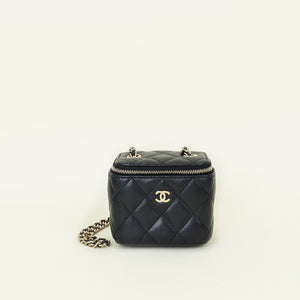Chanel Black Mini Vanity Case With Chain