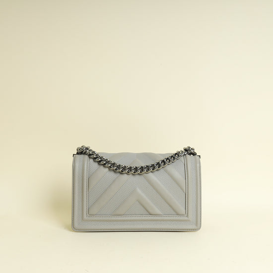 Chanel Grey Le Boy Chevron Medium Flap Bag