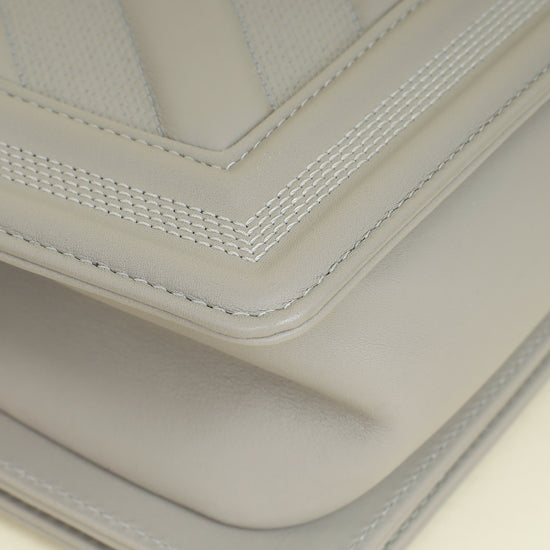 Chanel Grey Le Boy Chevron Medium Flap Bag