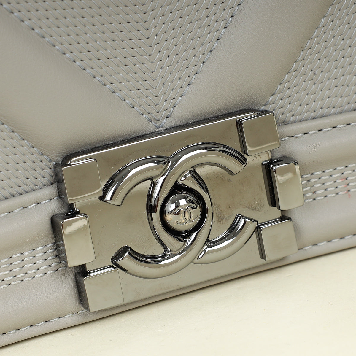 Chanel Grey Le Boy Chevron Medium Flap Bag