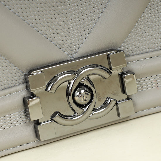 Chanel Grey Le Boy Chevron Medium Flap Bag