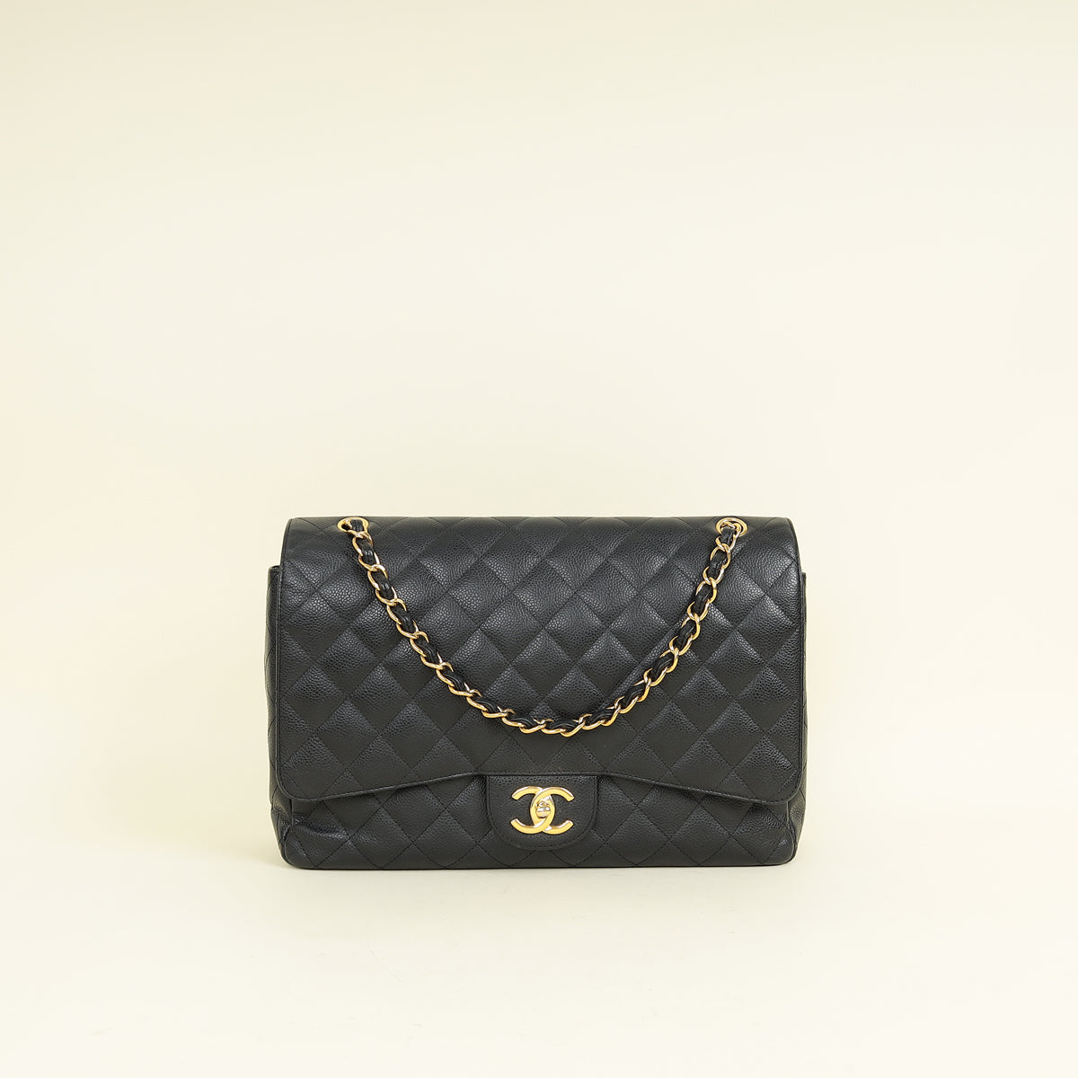 Chanel Black CC Classic Double Flap Maxi Bag