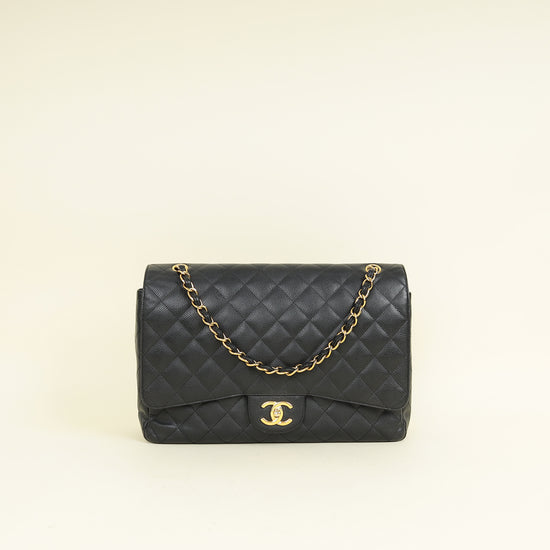 Chanel Black CC Classic Double Flap Maxi Bag