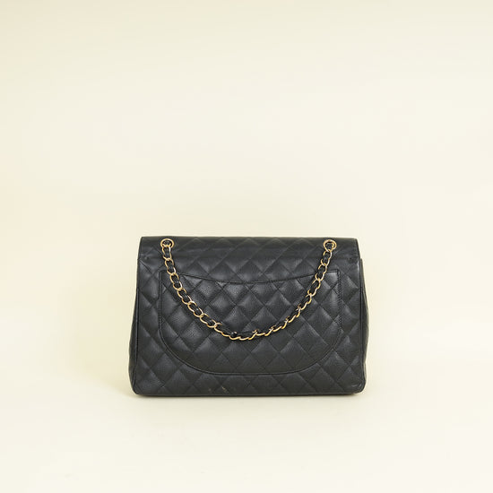 Chanel Black CC Classic Double Flap Maxi Bag