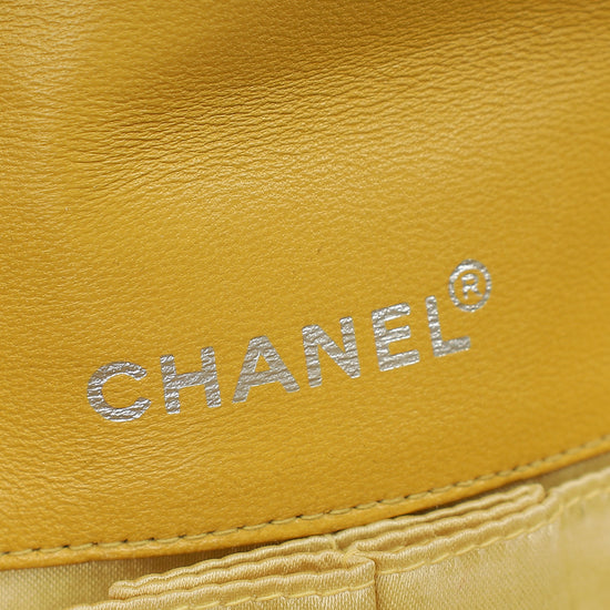 Chanel Yellow CC Chocolate Bar New Travel Lin East West Flap Bag