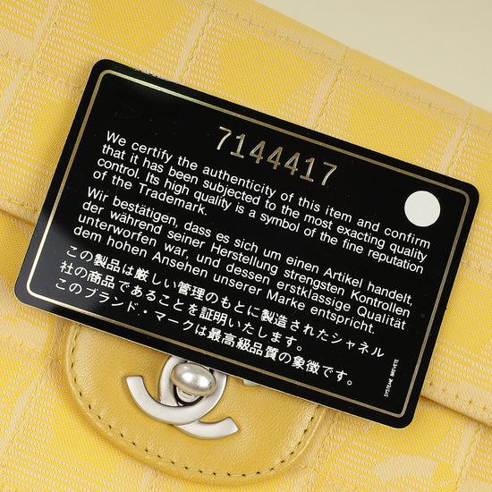 Chanel Yellow CC Chocolate Bar New Travel Lin East West Flap Bag