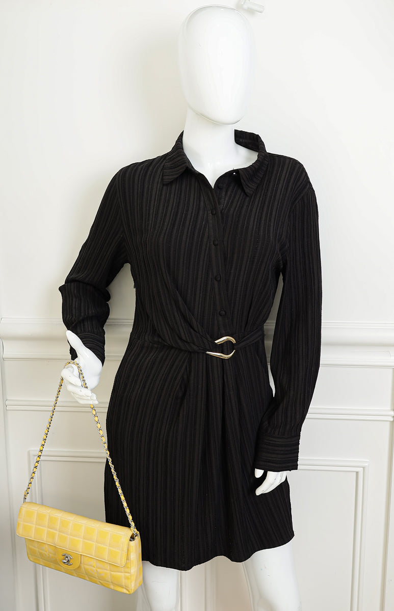 Chanel Yellow CC Chocolate Bar New Travel Lin East West Flap Bag