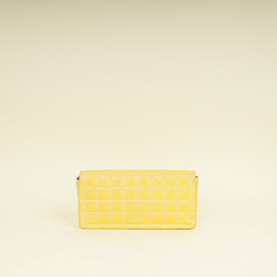 Chanel Yellow CC Chocolate Bar New Travel Lin East West Flap Bag