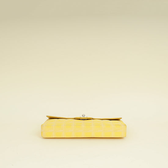 Chanel Yellow CC Chocolate Bar New Travel Lin East West Flap Bag