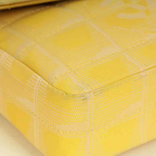 Chanel Yellow CC Chocolate Bar New Travel Lin East West Flap Bag