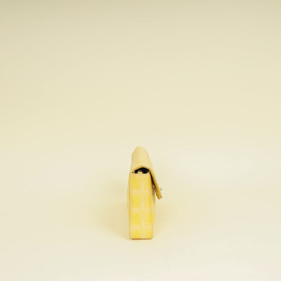 Chanel Yellow CC Chocolate Bar New Travel Lin East West Flap Bag