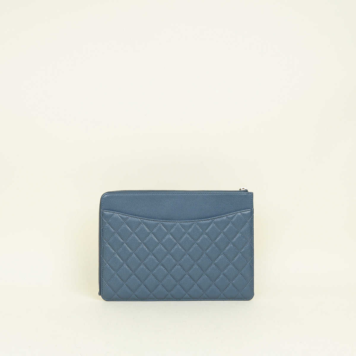 Chanel Grey Blue CC Flap Zip Clutch