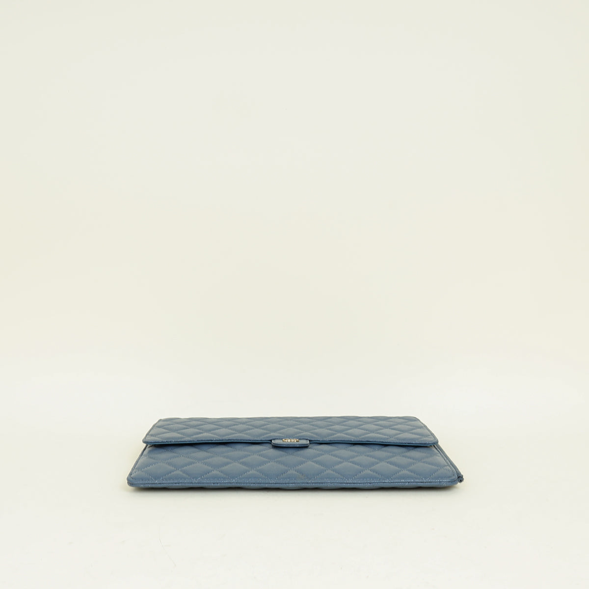 Chanel Grey Blue CC Flap Zip Clutch