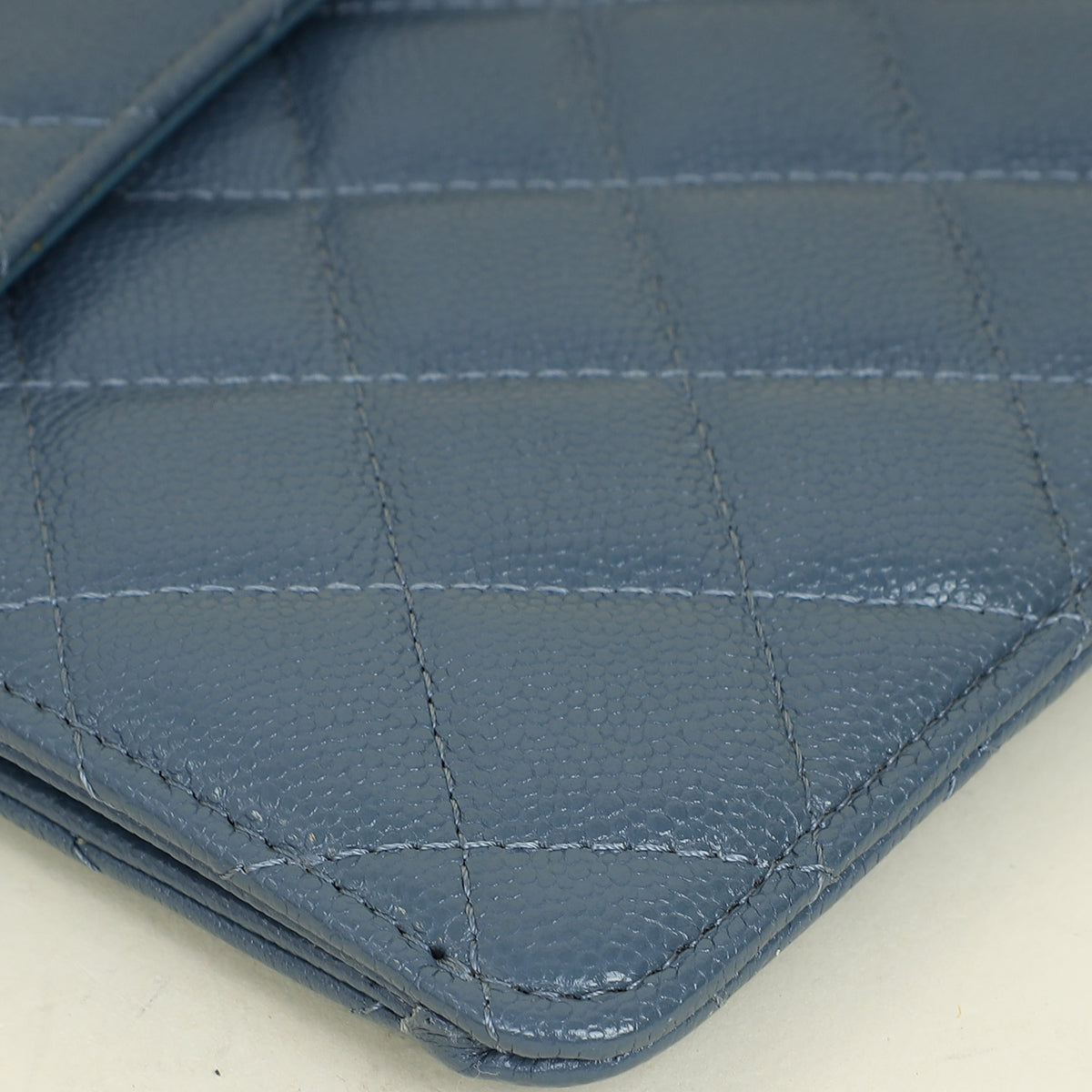 Chanel Grey Blue CC Flap Zip Clutch