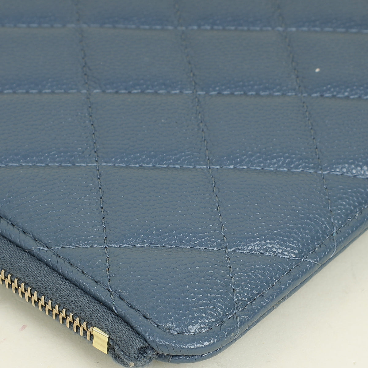 Chanel Grey Blue CC Flap Zip Clutch