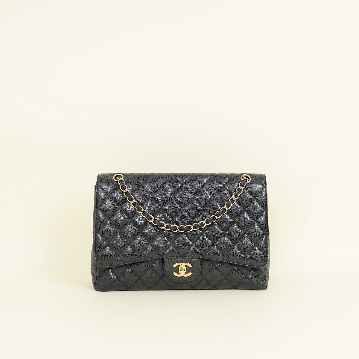 Chanel Black CC Classic Single Flap Maxi Bag