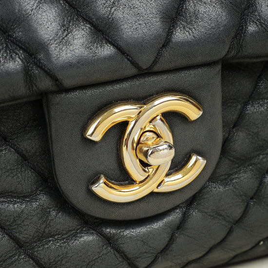 Chanel Black CC Surpique Jumbo Flap Bag