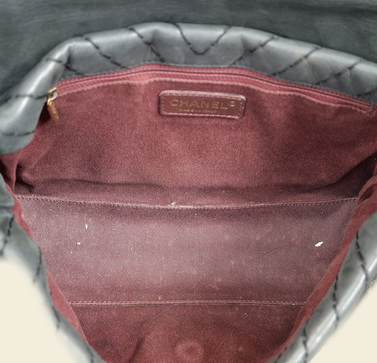 Chanel Black CC Surpique Jumbo Flap Bag