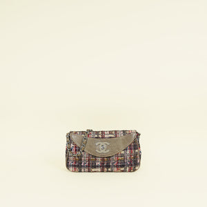 Chanel Brown Multicolor CC Fantasy Single Flap Tweed with Lizard Bag