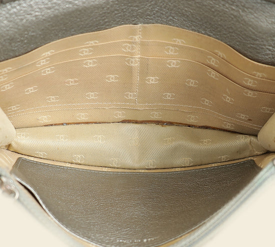 Chanel Metallic Gray Coco Mark Wallet on Chain