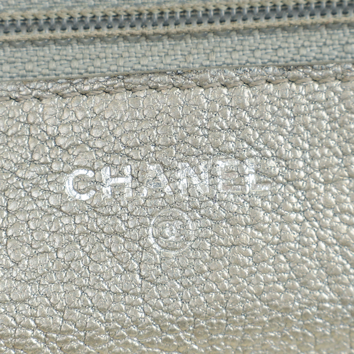 Chanel Metallic Gray Coco Mark Wallet on Chain
