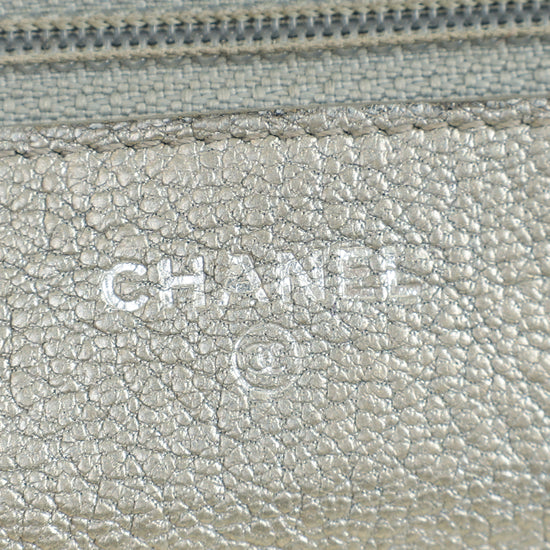 Chanel Metallic Gray Coco Mark Wallet on Chain