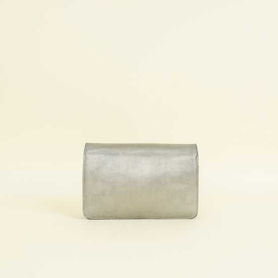 Chanel Metallic Gray Coco Mark Wallet on Chain