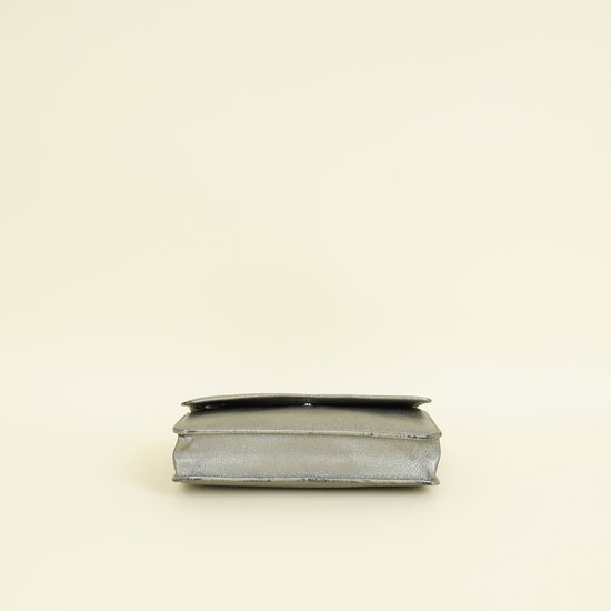 Chanel Metallic Gray Coco Mark Wallet on Chain