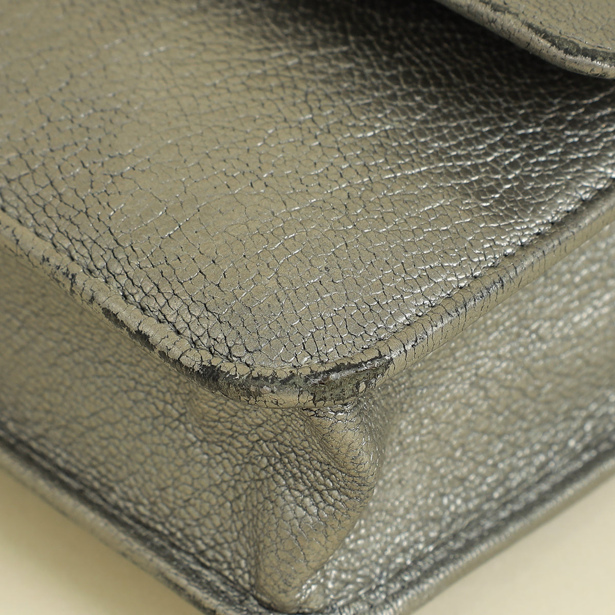 Chanel Metallic Gray Coco Mark Wallet on Chain