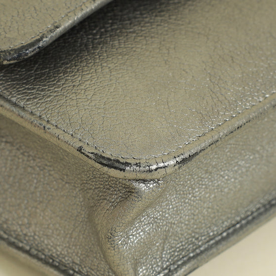 Chanel Metallic Gray Coco Mark Wallet on Chain