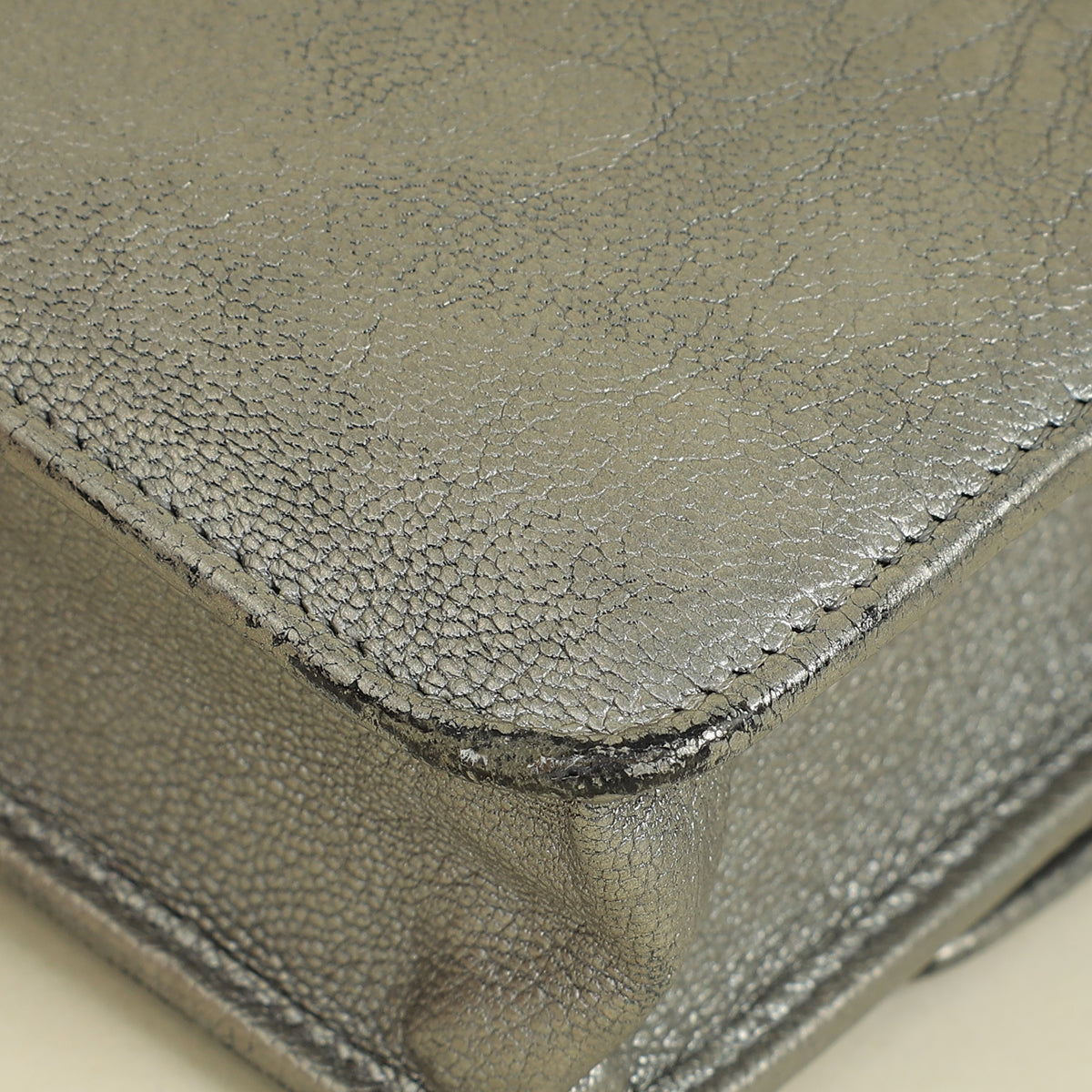 Chanel Metallic Gray Coco Mark Wallet on Chain