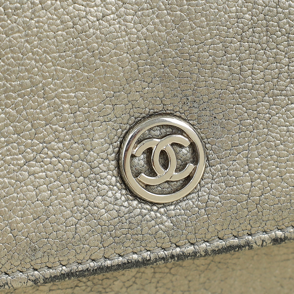 Chanel Metallic Gray Coco Mark Wallet on Chain