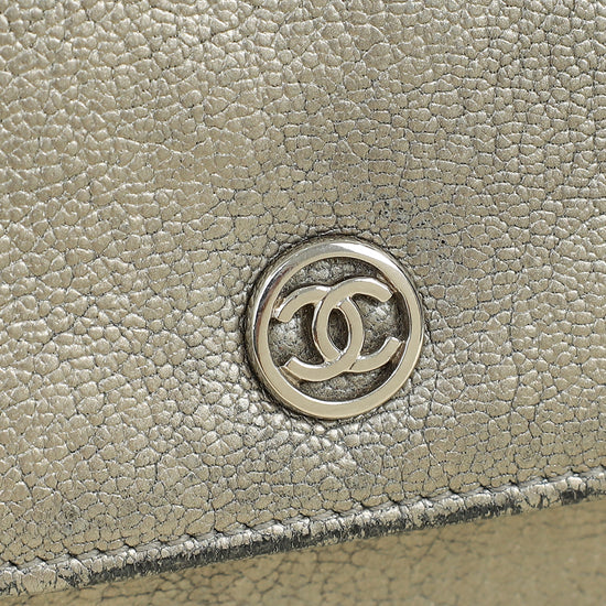 Chanel Metallic Gray Coco Mark Wallet on Chain