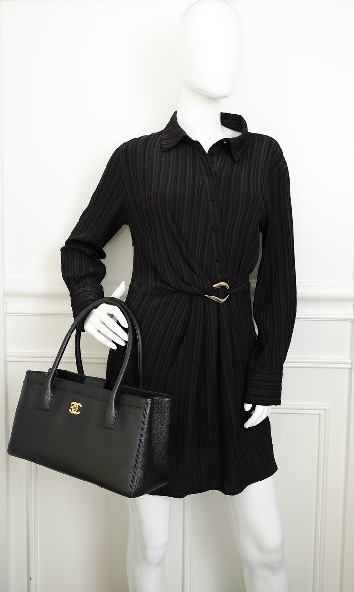 Chanel Black CC Executive Cerf Tote Small Bag