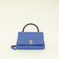 Chanel Royal Blue CC Caviar Top Handle Flap Bag