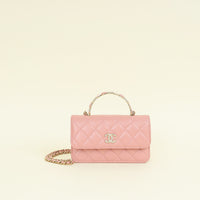 Chanel Light Dusty Pink CC Flower Top Handle Phone Chain Bag