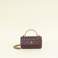 Chanel Burgundy Chain Detail Top Handle Phone Chain Bag