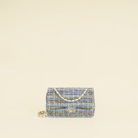 Chanel Blue Multicolor CC Classic 11.12 Tweed Double Flap Medium Bag