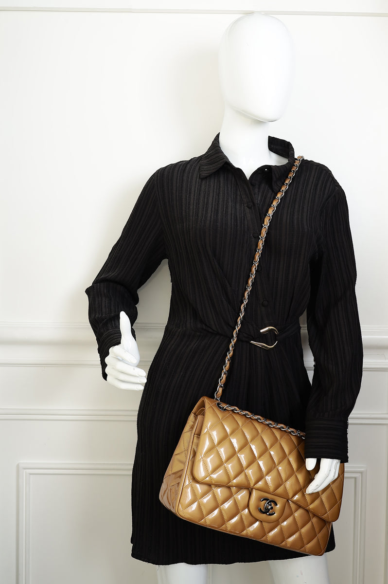 Chanel Camel Classic Double Flap Jumbo Bag – THE CLOSET