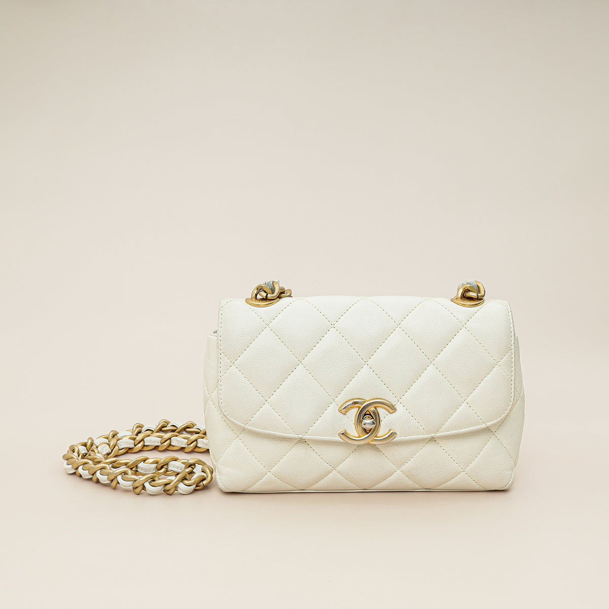 Chanel White CC Quilted Flap Shoulder Bag-Chanel-THE CLOSET