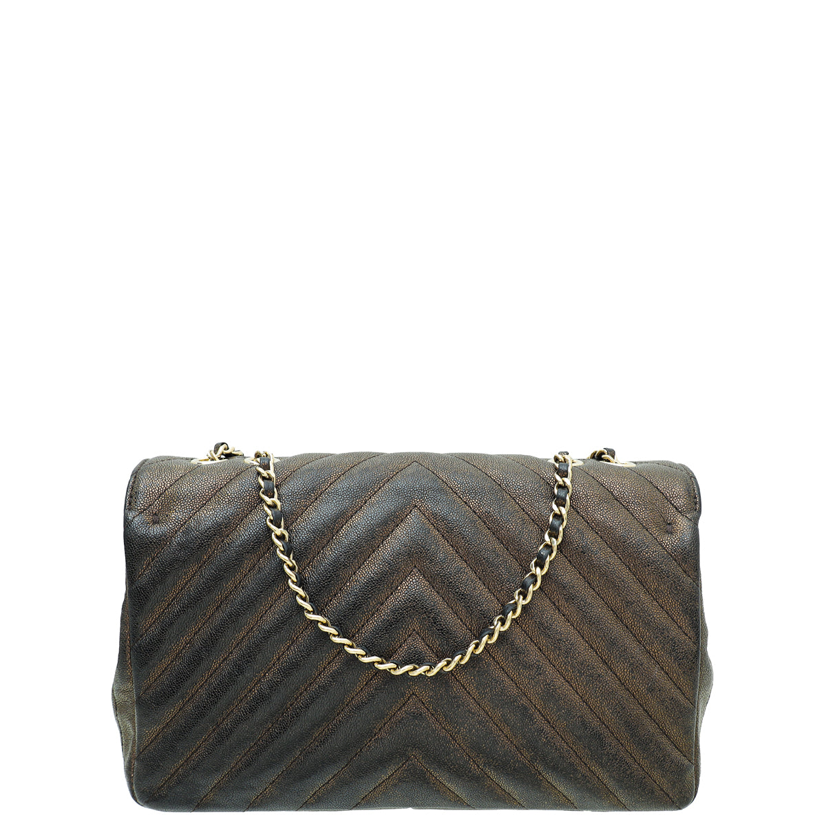 Chanel Dark Brown CC Chevron Statement Flap Bag-Chanel-THE CLOSET