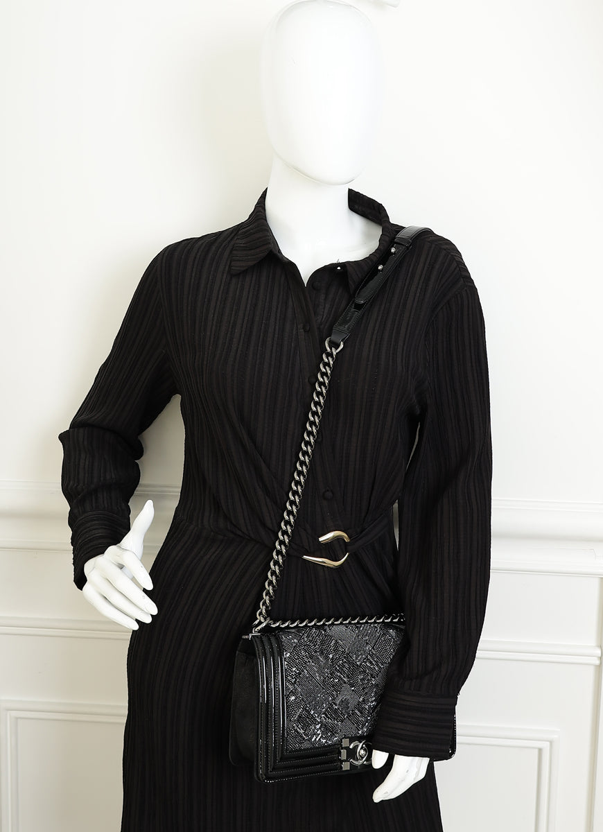 Chanel Black Le Boy Iridescent Sequins Medium Flap Bag