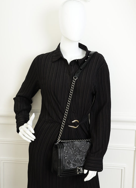 Chanel Black Le Boy Iridescent Sequins Medium Flap Bag