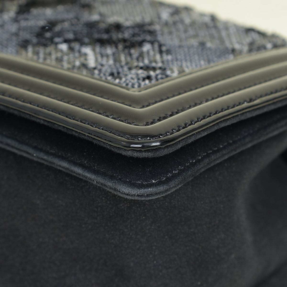 Chanel Black Le Boy Iridescent Sequins Medium Flap Bag