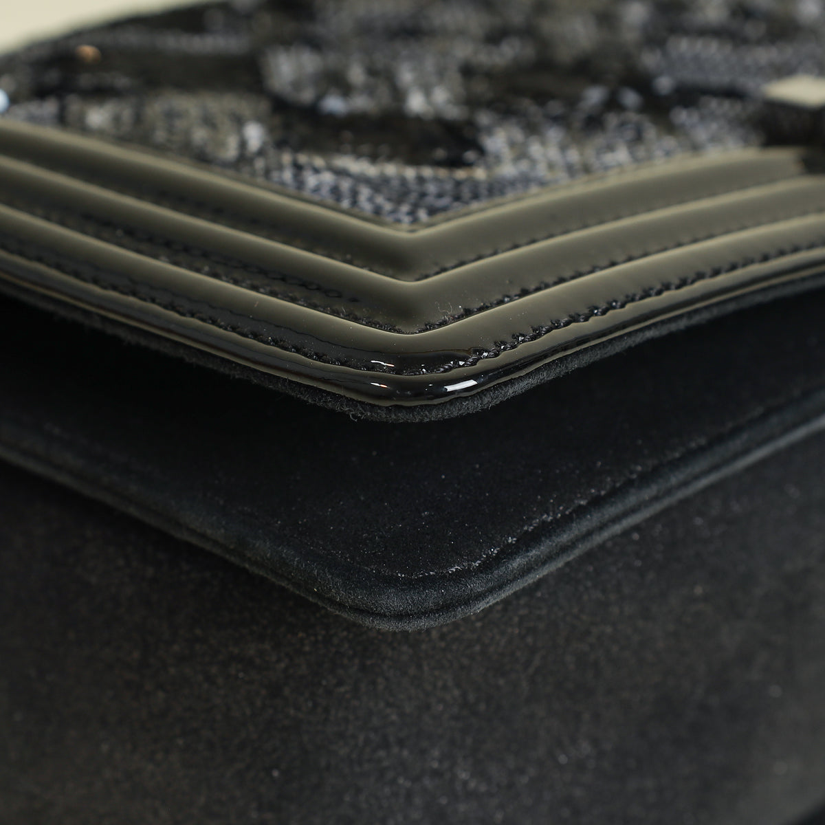 Chanel Black Le Boy Iridescent Sequins Medium Flap Bag