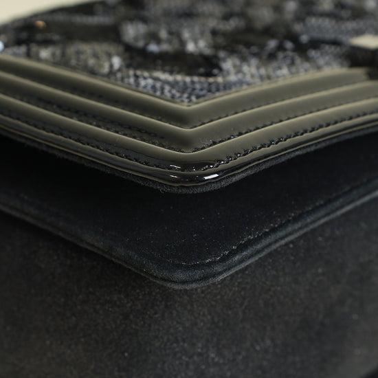 Chanel Black Le Boy Iridescent Sequins Medium Flap Bag