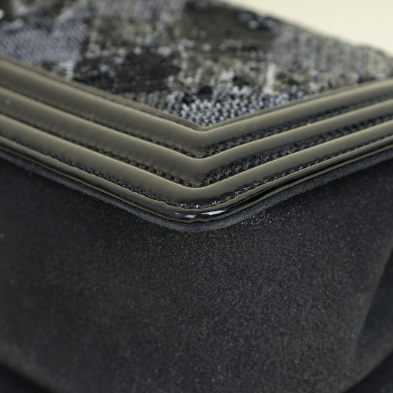 Chanel Black Le Boy Iridescent Sequins Medium Flap Bag