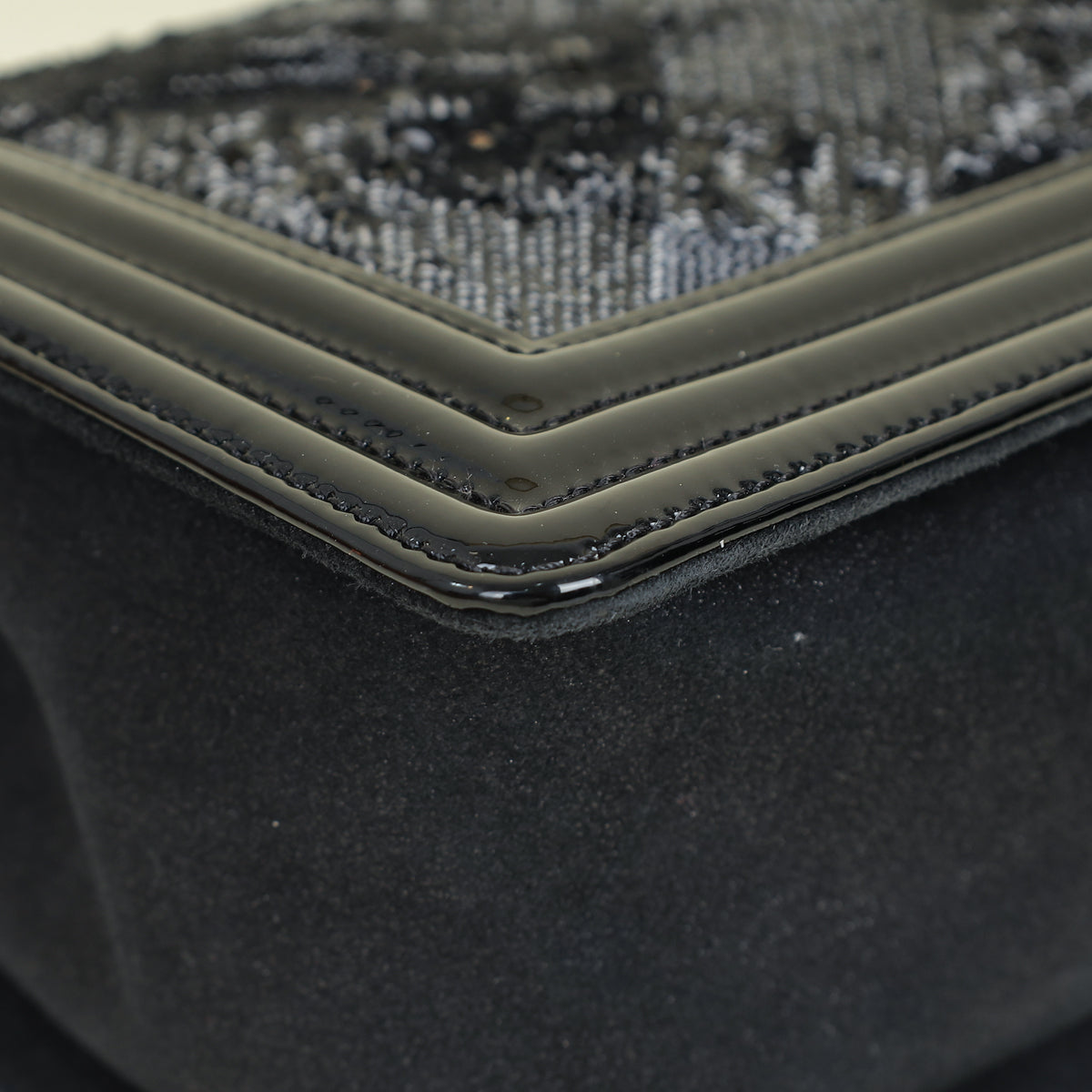 Chanel Black Le Boy Iridescent Sequins Medium Flap Bag