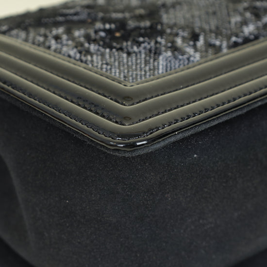 Chanel Black Le Boy Iridescent Sequins Medium Flap Bag